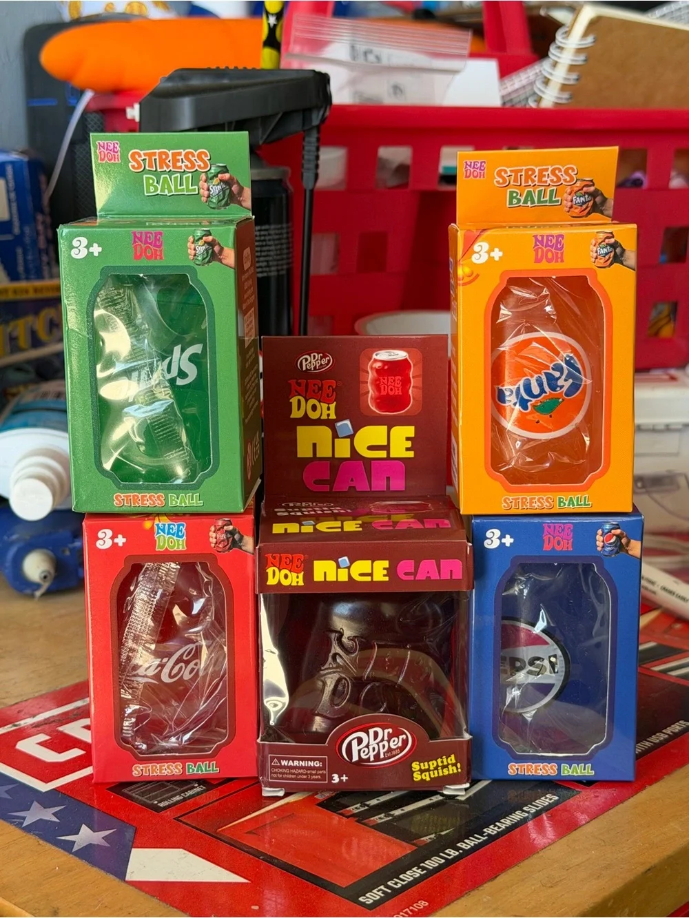 5 NeeDoh Inspired Soda Can Squish-Dr Pepper, Coca Cola, Fanta, Sprite and Pepsi
